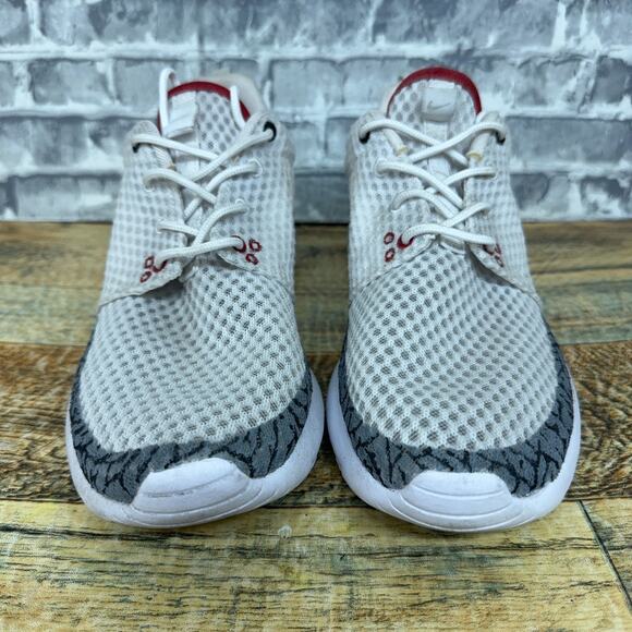 Nike Roshe One BR Triple White Jordan 3 Cement Custom 718552-110 Mens Size 8.5 - Picture 3 of 13